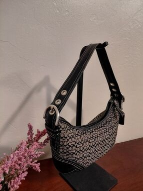 Coach Soho Signature Jacquard Mini Hobo Bag Black & Gray